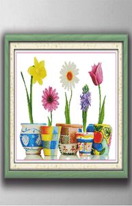 Colorful flowers Daisy tulip Handmade Cross Stitch Craft Tools Embroidery Needlework sets counted print on canvas DMC 14CT 11CT1571853