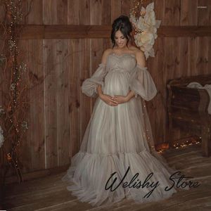 Partykleider elegante Braut Mutterschaft Tüll 2024 Frauen von der Schulter süße Promkleid Po Shoot Long Evening Formale Kleid