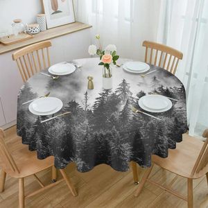 Table Cloth Forest Black And White Summer Simplicity Waterproof Tablecloth Wedding Home Kitchen Dining Room Decor Round Cover