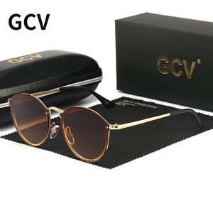 GCV Classic redondo óculos de sol dos olhos de gato homem Mulheres generais GM Butterfly UV400 Sol Glasses para Lunette de Soleil Homme Metal Frame 240429