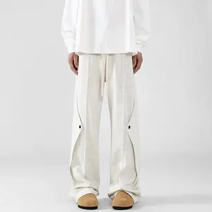 Pantaloni maschili in stile coreano strada grigie grigie uomini design autunno inverno giuntura y2k personalità sciolta dritta gamba larga