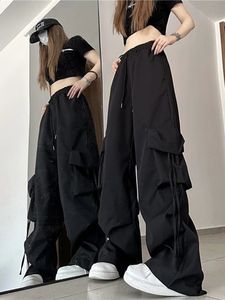 Zoki Harajuku Women Cargo Pants Armilhas de Streetwear Y2K Hip Hop Black Fashion Moda Alta Colo