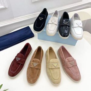 Charms Mule Loafers Suede Women Slippers Flats Loafers 100% real Suede Moccasin Size 35-45 luxury Designer Shoes Summer Slip-Ons Deep Ocra Babouche