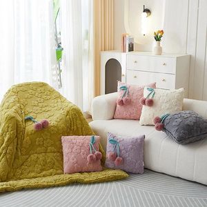 Coperte di velluto ciliegia cuscino trapunta coperta 2 in1 lancio pieghevole di divano di divano di divano letto per viaggio portatile pisolino