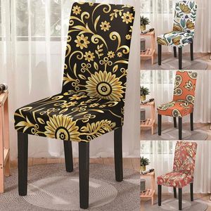 Chair Covers Elastic Dining Cover Strech Gold Color Flower Print Slipcover Kitchen Stools Protector Home Banquet El Decor