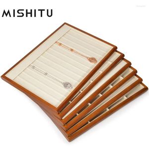 Estatuetas decorativas mishitu avançado macl wooden exibir anel de armazenamento de breolas de pulseira de pingente de pingente bege de jóias bege de jóias