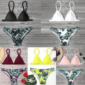 Swimwear femminile Sexy Micro Bikini set da bagno profondo a foglia a v-foglia imbracatura Bikini femmini