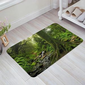 Carpets Nature Forest Landscape Scenery Green Floor Mat Kitchen Bedroom Decor Carpet Home Entrance Doormat Bathroom Door Foot Rug