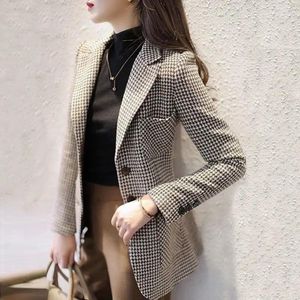 Women's Suits Plaid Elegant Blazer Tailoring Latest Fashion Coat Luxury Blazers Winter Clothing Jacket For Women Long Trend N34