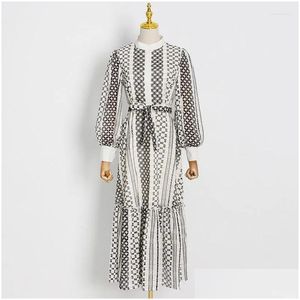 Basic Casual Dresses 2023 Boutique Design Long Dress For Women Ladies Embroidery Printed Maxi Spring Summer Female Chic And Trendy Dhfzi