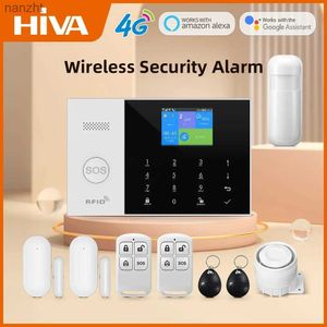 Alarm systems HIVA 4G Wifi alarm system 433MHz home Burglar seat belt motion sensor remote control 11 language wireless alarm system kit WX