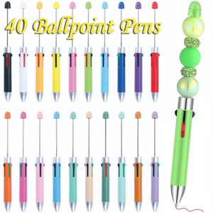 40шт DIY Creative Business Four Color Refill Beadable Pen Mite Beadable BallPoint Puzzle Multi Jewelry Ball