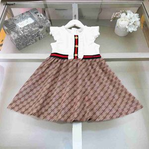 Top Baby Camisole Kleid Spleißdesign Girl Rock Größe 110-160 Kinder Designer Kleidung gefaltete Spitzenmanschette Kinderkleid Jan20