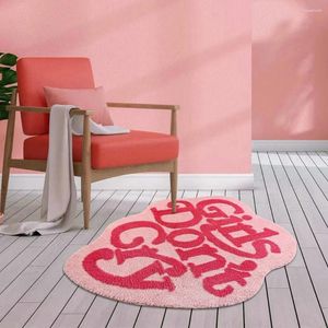 Carpets Soft Tufted Irregular Pink Rug Letters Girls Dont Cry Living Room Bedroom Decor Carpet Plush Bedside Area Anti-slip Bath Mat