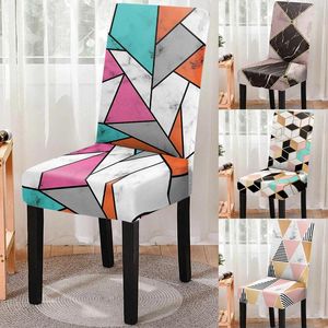 Chair Covers Elastic Geometric Print Dining Cover Strech Multicolor Printed Slipcover Seat For Kitchen Stool Home Decor