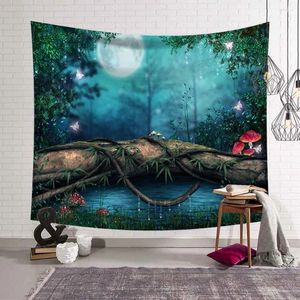 Tapestries Two Dimensions Cartoon Forest Trees Tapestry Wall Hanging Decorative Home Decor Beach Towels Blanket Picnic Yoga Mat