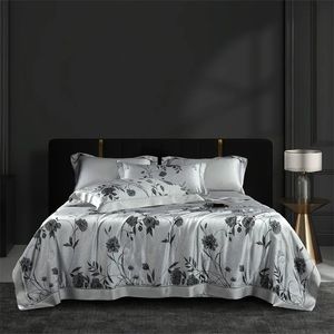 Morbido concivigliamento estivo di raffreddamento lyocell setoso 2 fogli di letto 2pillowcase Famiglia Twin Queen King Throw Cropet con filler di cotone 240514