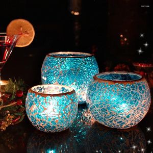 Świecane uchwyty Mosaic Glass Candlestick Nordic Jading Table Wedding Decoration Bar Party Sali Portavelas Decor Home Decor