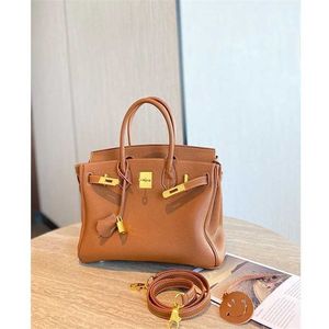 Klassische Tasche Platinum hochwertiger Designer Leder Frauen Togo Leder Upgrade Golden Brown Cowhide Leder 1KT2 4SMP