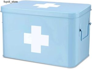 Ящики для хранения мусорные банки Flexzion First Aid Kit Medical Supply Anturalizer - пустой 13 -дюймовый синий металлический олово медицинский хранение Hard Box S24513