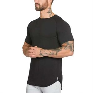 Herren T-Shirts Plain Webe Gymnastikkleidung Fitness kurzärmelig T-Shirt Herren Sommer Mode Lang Hip-Hop-Baumwollmuskel Q240514