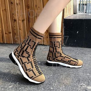 Rockoko Woman Ankle Boots Designers Women Motorcycle boot Elastic fabric Patent luxury F letter Rubber Metal Button Women Lace-Up Designer Boots