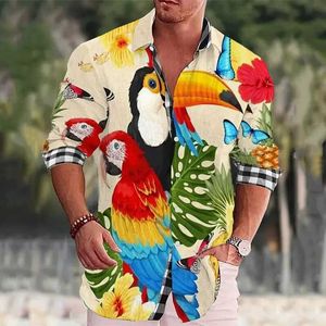 Мужские рубашки Геометрическая лацканая рубашка Mens Mens Everyday Resort Long Slve Button Up Fashion мода дизайнер -дизайнерская повседневная y240514