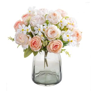 Decorative Flowers 1PC Artificial Vase For Home Decor Accessories Wedding Scrapbook Peony Candy Box Arrangement Christmas Silk Rose Bouquet