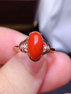 Rings Colife 100 Real för fest 6mm8mm Natural Red Ring 925 Silver Italian Coral Jewelry3528004