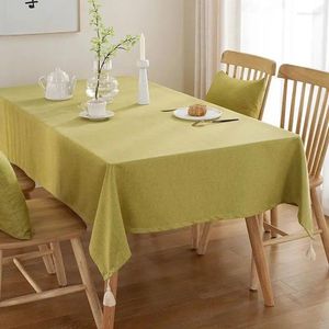 Table Cloth Ins Cotton Linen Solid Tablecloth With Tassel Rectangle Dining Tea Decoration Cover Tafelkleed Mantel De Mesa