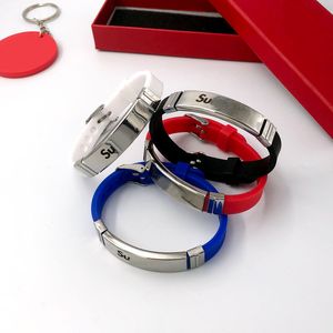 Женские мужские унисекс браслет силиконовый браслет пара баскетбольные спортивные ремешки для запястья мода 4 цвета регулируемые металлические браслеты дизайнерские часовые ремешки браслет