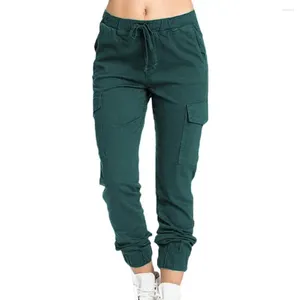 Kobiety Pants Women Solid Cargo Stretch Casual Lacing Dortaint High Talle Bottoms Spodnie Fitness Tracksuit Hop Pant