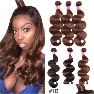 Hair Wefts Mink Brazilian Body Wave Virgin 1B/2/4 Bundles Human Extensions Drop Delivery Products Dhpfb