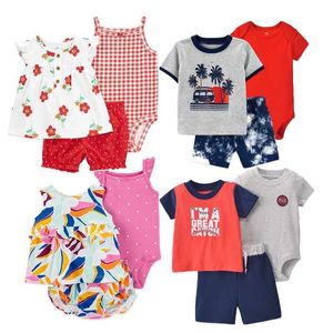 Set di abbigliamento abbigliamento per bambini 6-24m ragazzi e ragazze abbigliamento carino per bambini maniche corte corta abiti a maniche corta abbigliamento set estivo in 3 pezzi D240514