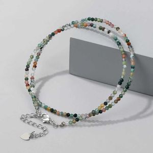 Beaded Halsband Womens 2mm Bead Halsband Natural Stone Agate Crystal Tiger Eye Quartz Halsband Mini Simple Jewelry D240514