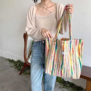 Kvällspåsar Rainbow Stripe Shoulder Bag Women's Messenger Large Capacity Shopping Tote Leisure Handväska Magnetisk spänne Design