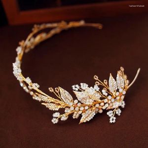 Clip per capelli Opal Crystal Flower Women Crown Crown Bridal Headband Gold Color Girls Party Prom Accessori fatti a mano