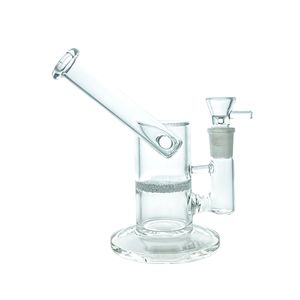 High quality glass bong, 6.5 inch glass hookah with sintered disc 19mm drilling rig