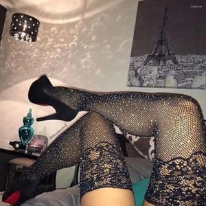 Donne calzini sexy Diamond Womens Lady Girls Black Fishnet Pattern Jacquard Stockings Sinestone collant collant Styles Woman044