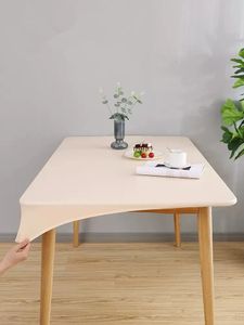 Düz renkli PU deri masa kapağı sabitlenebilir elastik masa örtüsü su geçirmez yuvarlak kare masa bezi özel masa koruyucusu 240514