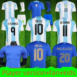 2425World Cup 3 -star Argentine Football Jersey Messis Jersey Kids Kit Set Di Maria Dibara Alvarrez Martinus Fernades McCallist Player Version Fan Version Set Jersey