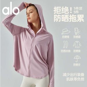 Desginer Aloe Yoga Jacke Top Hemd Klobe Kurzfrau Hoodie HOODIE Summer New Outdoor Sport Sunscreen Mantel Frauen Lose atmungsaktiv