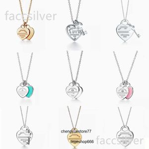 Pendant Necklaces Classic 925 Sterling Silver Necklace Double Heart Pendant Necklace Man Women Party Wedding Jewelry High Quality Y220314 gifs