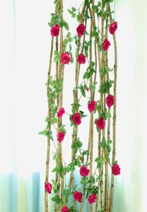 Bröllopsdekoration Artificial Rose Flower Garland Ivy Vine Flower Wall Decor Real Touch Silk Flowers String For Home Garden Hangin1575981