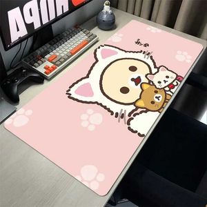 Muskuddar handled vilar Mousepad Gamer Desk Rilakkuma Office Computer Accessories Desktor Desktops Mouse Pad Kawaii Gaming Mats Söta MousePads Table Mat J240510