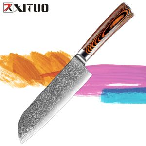 Upgraded Santoku Knife Japanese 7 Inch Razor Sharp Kitchen Chef Knife Damascus Steel Asian Santoku Knives Vegetable and Cooking