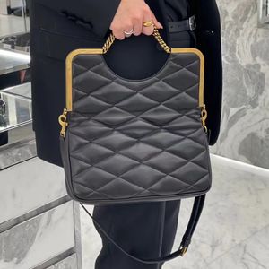 7A Designer-Tasche schwarzer Schafsleder-Metallklappenbeutel mit Kettenobergrenzeklapperde und abnehmbarer Schultergurt