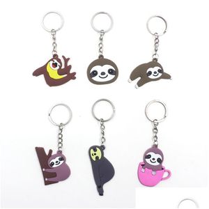 Party Favor Pvc Sloth KeyChain Cute Cartoon Pendant Car Accessories Keyring Gift Key Chain Drop Delivery Home Garden Festive Supplies DHB0Y