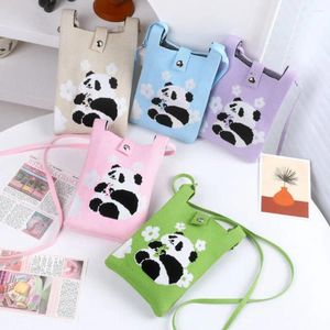 Bag Mini Strick Handtasche Knoten Handgelenk süße Cartoon Panda Mobiltelefon Student Messenger Stick Key Halter Lippenstifte Beutel