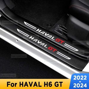 Adesivos de carro soleiras da porta do carro limite de limiar de placa de arranhão imitação interior acessórios de adesivos de fibra de carbono para haval h6 gt 2022-2024 T240513